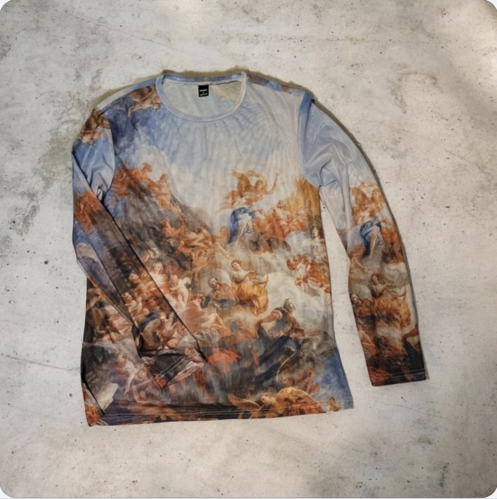 Manfinity Size L Mesh Artistic Long Sleeve Shirt